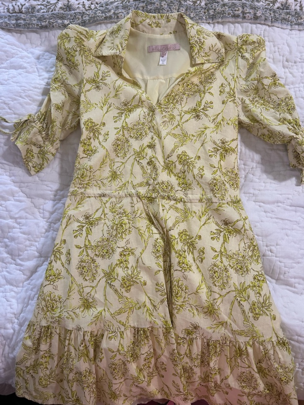 Hutch Cream Dress with Yellow Floral Print